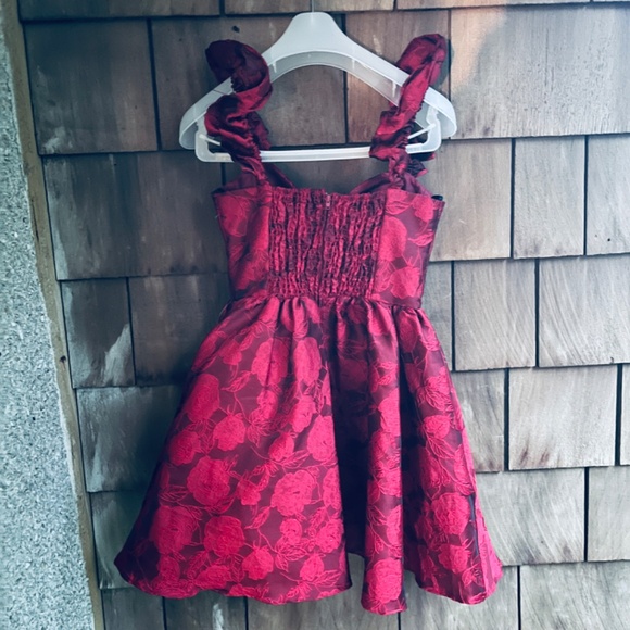 B Darlin 🌹 Juniors' Floral-Jacquard Fit & Flare Red Rose Dress 1/2 Prom Evening - Picture 11 of 15
